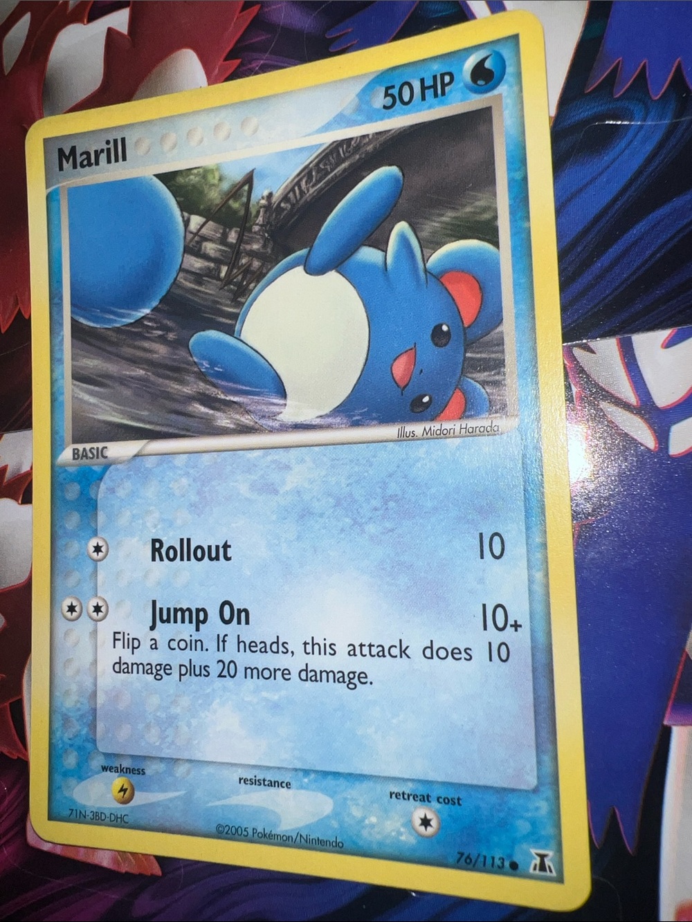 Pokemon Marill Card - Blue and Yellow Frame